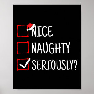 Nice Naughty Seriös Funny Christmas Poster