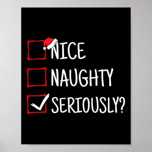 Nice Naughty Seriös Funny Christmas Poster (Vorne)