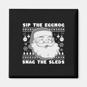 Nice Naughty Sip Eggnog Weihnachtsliste Weihnachte Magnet