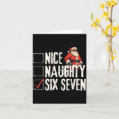 Nice Naughty Six Seven Brainrot Meme 67 Santa Funn Karte (Gelbe Blume)