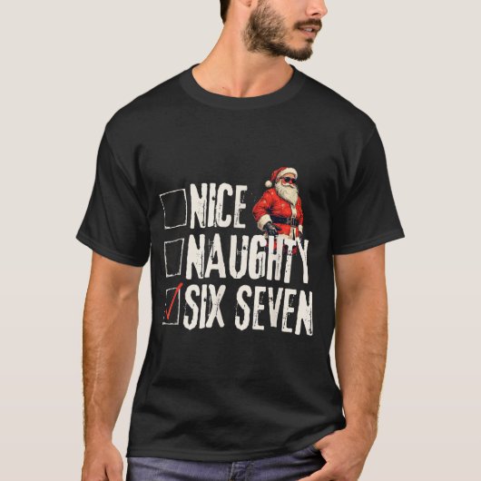 Nice Naughty Six Seven Brainrot Meme 67 Santa Funn T-Shirt (Vorderseite)