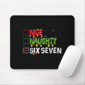 Nice Naughty Six Seven Meme Funny 67 Brainrot Chri Mousepad (Mit Mouse)