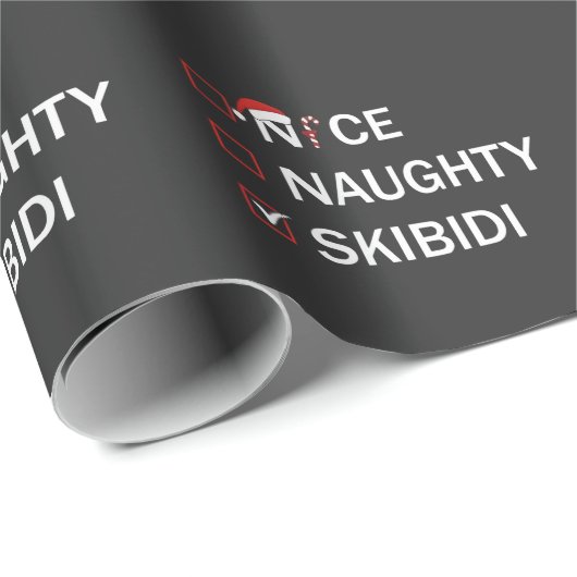 Nice Naughty Skibidi Funny Christmas Gen Alpha Geschenkpapier (Rolleneckpunkt)