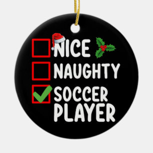 Nice Naughty Soccer Player Weihnachtsfeiertag Keramik Ornament