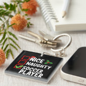 Nice Naughty Soccer Player Weihnachtsfeiertag Schlüsselanhänger (Vorderseite rechts)