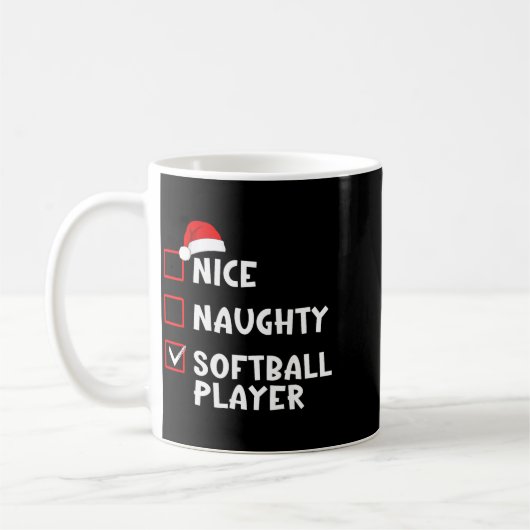 Nice Naughty Softball Player Funny Christmas List Kaffeetasse (Links)