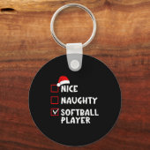 Nice Naughty Softball Player Funny Christmas List Schlüsselanhänger (Vorderseite)