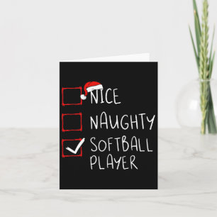 Nice Naughty Softball Player Weihnachtsliste Santa Karte