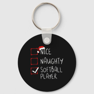 Nice Naughty Softball Player Weihnachtsliste Santa Schlüsselanhänger
