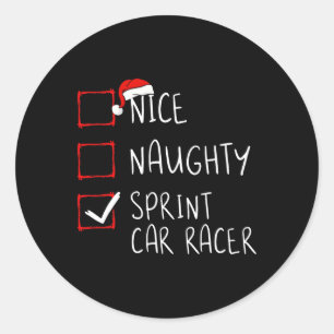 Nice Naughty Sprint Auto Racer Weihnachtsliste San Runder Aufkleber