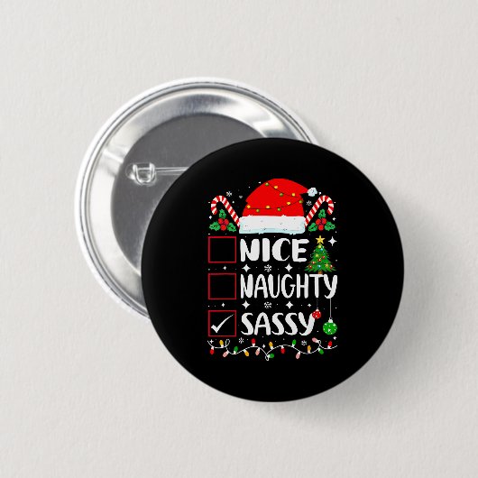 Nice Naughty Sy Christmas List  Button (Vorne & Hinten)