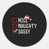 Nice Naughty Sy Christmas List Runder Aufkleber (Vorderseite)