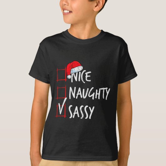 Nice Naughty Sy Christmas List Santa Costume Xmas T-Shirt (Vorderseite)
