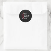 Nice Naughty Sy Funny Christmas Runder Aufkleber (Tasche)