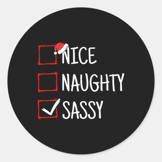 Nice Naughty Sy Funny Christmas Runder Aufkleber (Vorderseite)