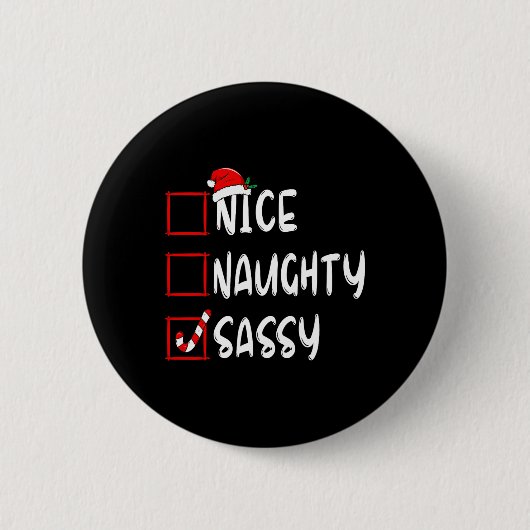 Nice Naughty Sy Weihnachtsliste Familie Xmas Santa Button (Vorderseite)