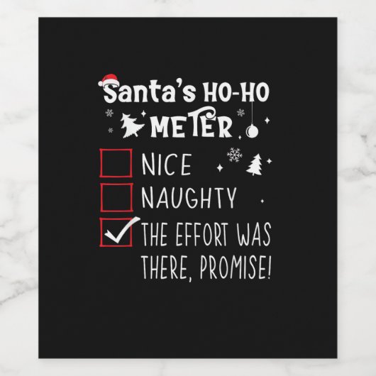 Nice Naughty The Was There Promise Christmas Weinetikett (Einzelnes Label)