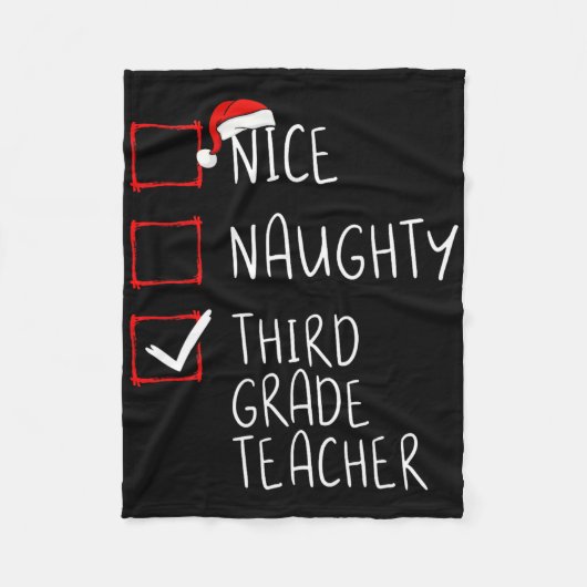 Nice Naughty Third Grade Teacher Christmas List Sa Fleecedecke (Vorderseite)