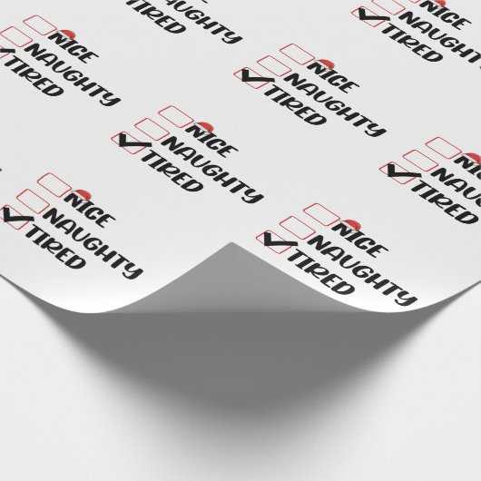 Nice Naughty Tired Christmas List Xmas Santa Claus Geschenkpapier (Ecke)