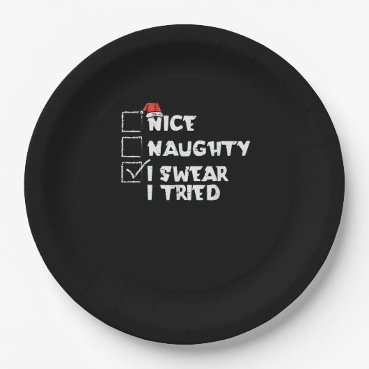 Nice Naughty Tried My Best Holiday Humor Pappteller (Vorderseite)
