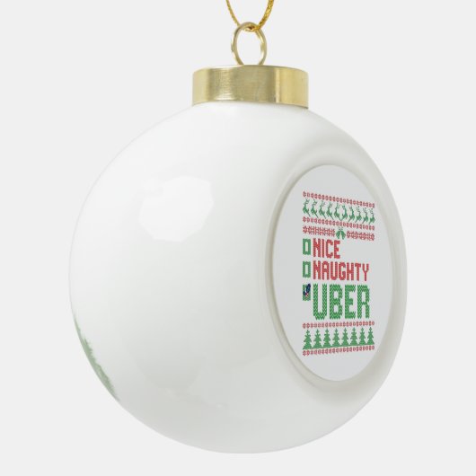 Nice Naughty Uber Funny Christmas Matching Geschen Keramik Kugel-Ornament (Links)