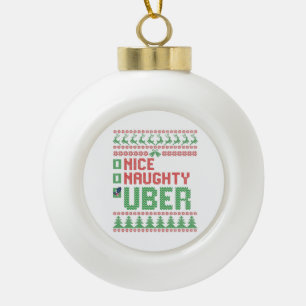 Nice Naughty Uber Funny Christmas Matching Geschen Keramik Kugel-Ornament