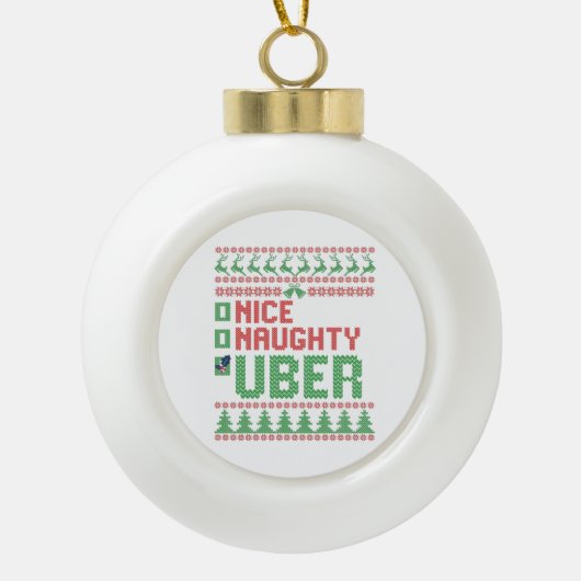 Nice Naughty Uber Funny Christmas Matching Geschen Keramik Kugel-Ornament (Vorderseite)