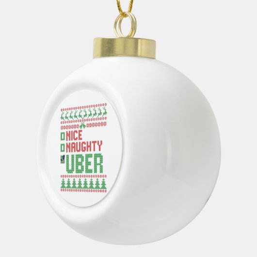 Nice Naughty Uber Funny Christmas Matching Geschen Keramik Kugel-Ornament (Rechts)