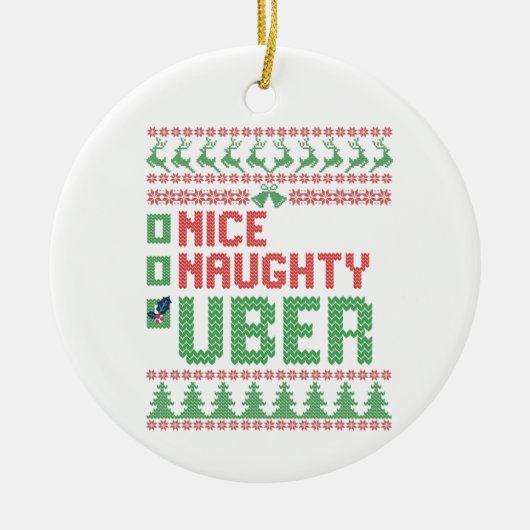 Nice Naughty Uber Funny Christmas Matching Geschen Keramik Ornament (Vorne)