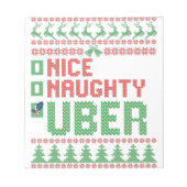 Nice Naughty Uber Funny Christmas Matching Geschen Notizblock (Vorderseite)