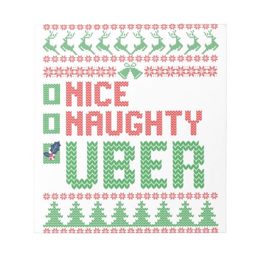 Nice Naughty Uber Funny Christmas Matching Geschen Notizblock (Vorderseite)