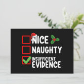 Nice Naughty Ungenügend Beweise Weihnachtsliste Einladung (Stehend Vorderseite)
