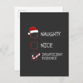 Nice Naughty ungenügender Beweis Weihnachten Einladungspostkarte (Vorne/Hinten)