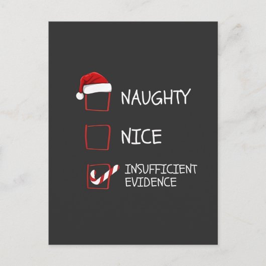Nice Naughty ungenügender Beweis Weihnachten Einladungspostkarte (Vorderseite)