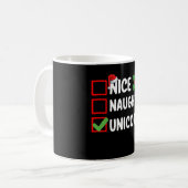 Nice Naughty Unicorn Weihnachtsfeiertag Kaffeetasse (Vorderseite Links)