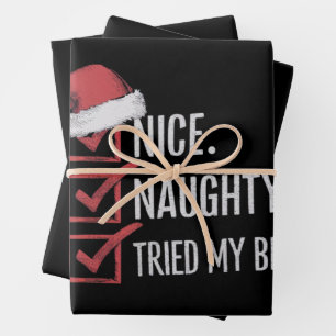 Nice Naughty versuchte meine besten Weihnachtslist Geschenkpapier Set