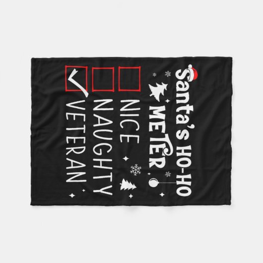 Nice Naughty Veteran Christmas List Santa Military Fleecedecke (Vorderseite (Horizontal))