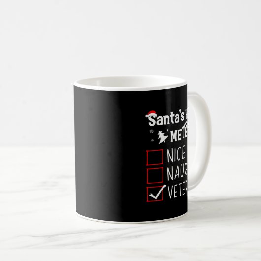 Nice Naughty Veteran Christmas List Santa Military Kaffeetasse (VorderseiteRechts)