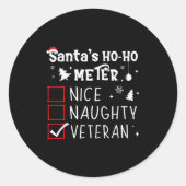 Nice Naughty Veteran Christmas List Santa Military Runder Aufkleber (Vorderseite)