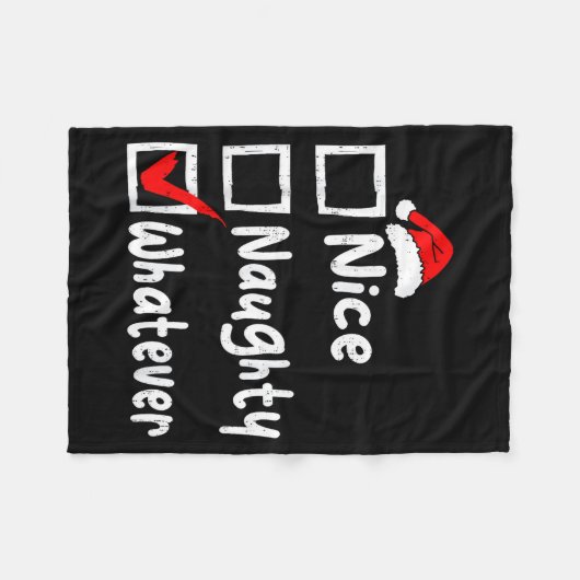 Nice Naughty Whatever Funny Christmas List Family  Fleecedecke (Vorderseite (Horizontal))