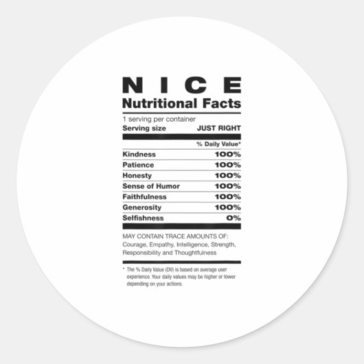 Nice Nutriact Ingredients Chri Runder Aufkleber (Vorderseite)