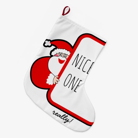 Nice One Typografy Weihnachten Strumpf Funny Santa Großer Weihnachtsstrumpf (Vorderansicht (hängend))
