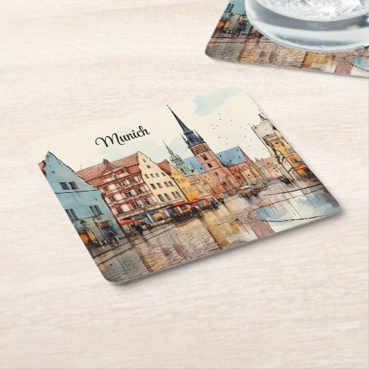Nice painted München Rechteckiger Pappuntersetzer (angewinkelt)
