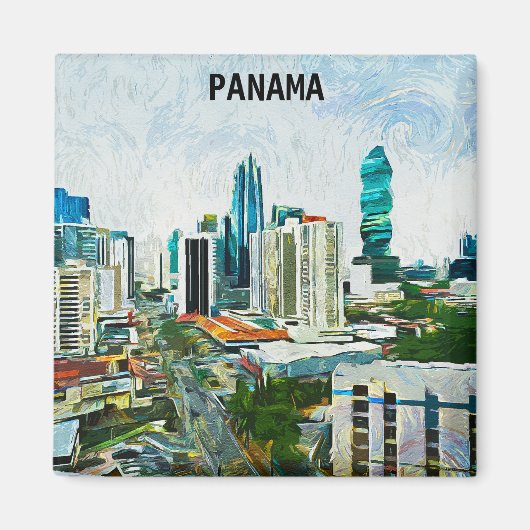Nice Panama City Oil Paint Citycape Magnet (Vorne)
