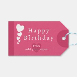 Nice Pink Birthday Hearts Gift Tags Geschenkanhänger