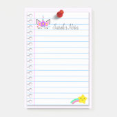Nice Pink Unicorn & Regenbogen Schießstar 4" x "6 Post-it Klebezettel (Vorderseite)