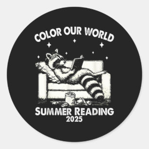 Nice Raccoon Buch Lover Summer Reading 2025 Runder Aufkleber