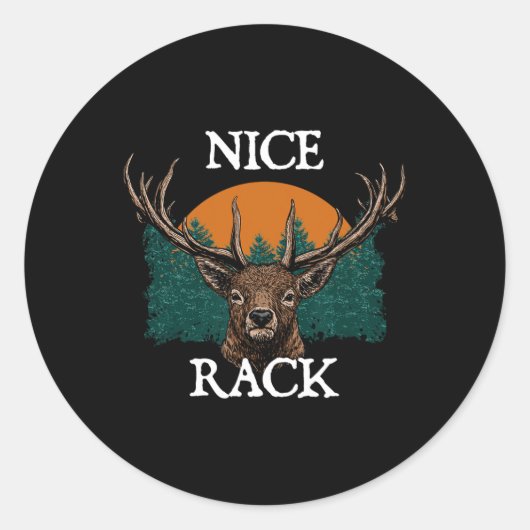 Nice Rack Deer Junting Elk Hunter Animal Stalking Runder Aufkleber (Vorderseite)