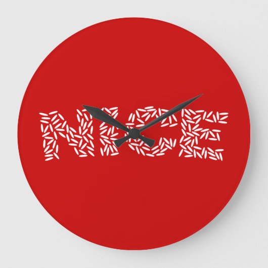 Nice Rice Große Wanduhr (Vorderseite)