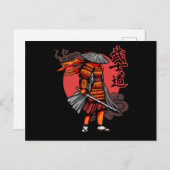 Nice Samurai Retro - Samurai Holding Katana Postkarte (Vorne/Hinten)